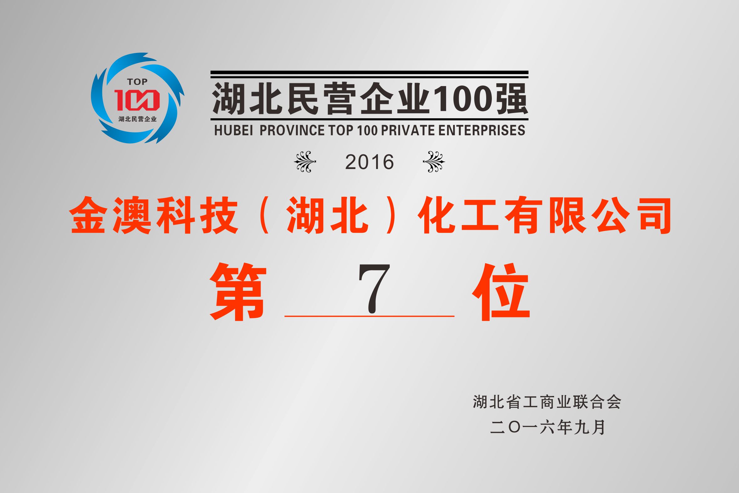 湖北民营企业100强第7位