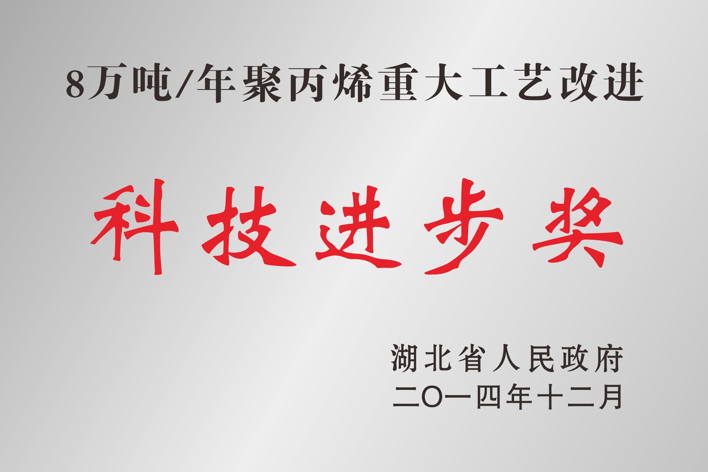 8万吨/年聚丙烯重大工艺改进科技进步奖